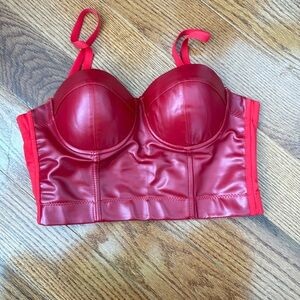 Red Vegan Leather Top